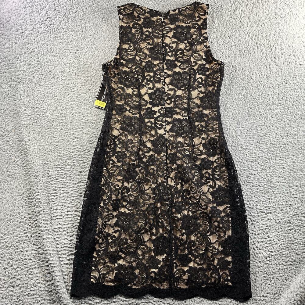 Jessica Howard Dress 8 NWT Black Lace Tan Lining Beaded Neckline Sheath JH5M8454 - Picture 12 of 13